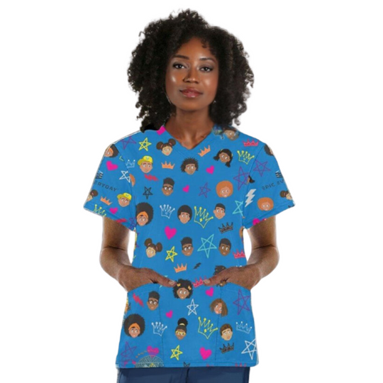 Blue V Neck Scrub Top