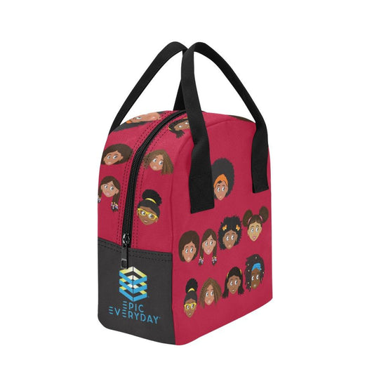Red Girls Top Zip Lunch Bag